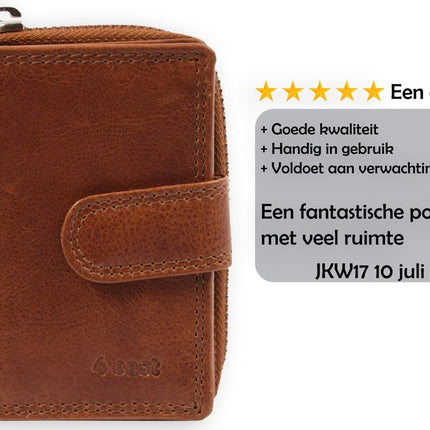 Portemonnee vachetta leer| Portemonnee dames - portemonnees heren - Portemonnee pasjes - RFID Protected Anti skim - 4East - 4E-209-