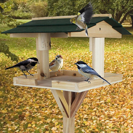 Voederhuisje Op Paal - Vogelhuis - Vogelhuisje Handgemaakt - Vogelvoederhuis - Vogelhuis - staand - 34.2 x 30.2 x 105 cm