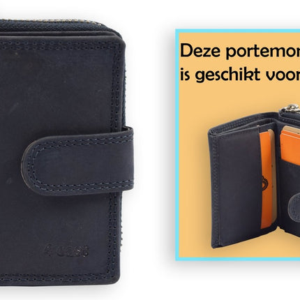 Portemonnee - Portemonnee dames - Portemonnee heren - Portemonnee pasjes - RFID Protected Anti skim - 4East - 4E-209- Blauw - Donkerblauw - Navy