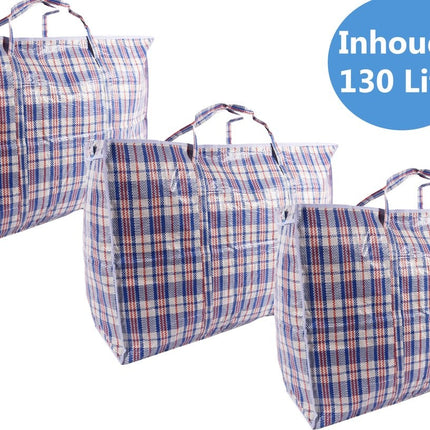 Discountershop® XXXL opbergtas 130 liter met rits – Jumbo shoppers met rits 6 stuks - opbergtas