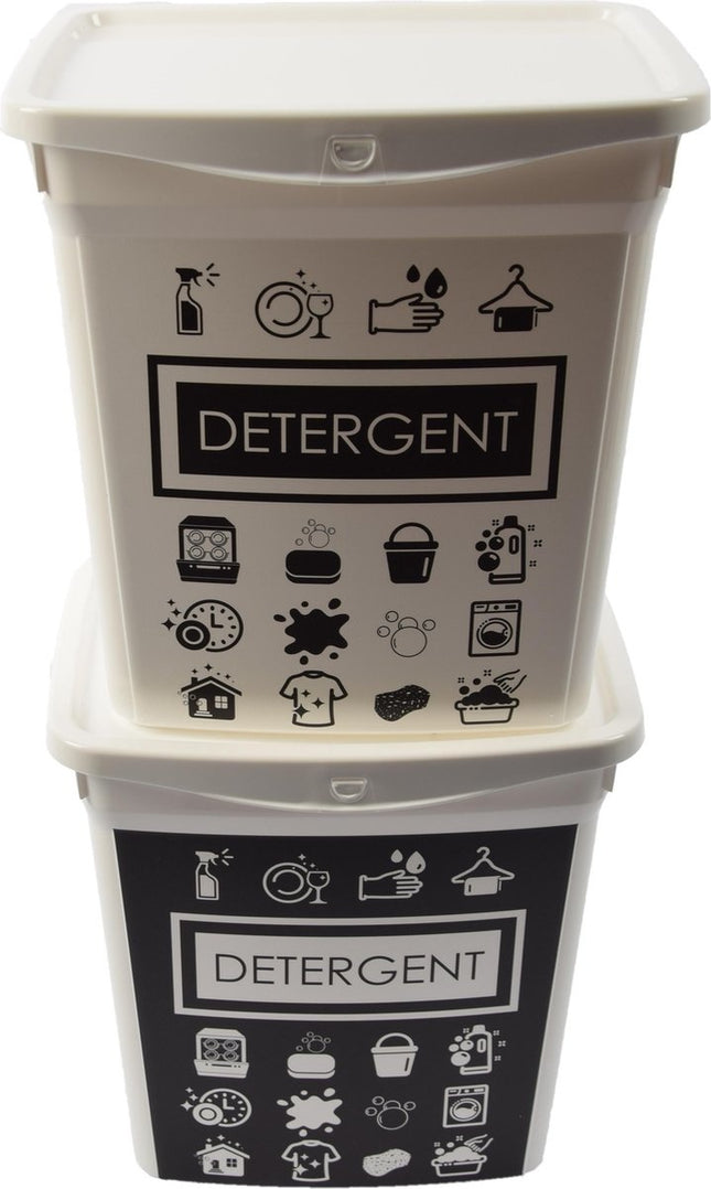 2x Waspoeder box | EHBO-benodigdheden |multibox 6liter |Handig |reinigingsmiddel | 23x18x24,5cm 300g| was tabletten| Poedercontainer met hengsel | Topper!