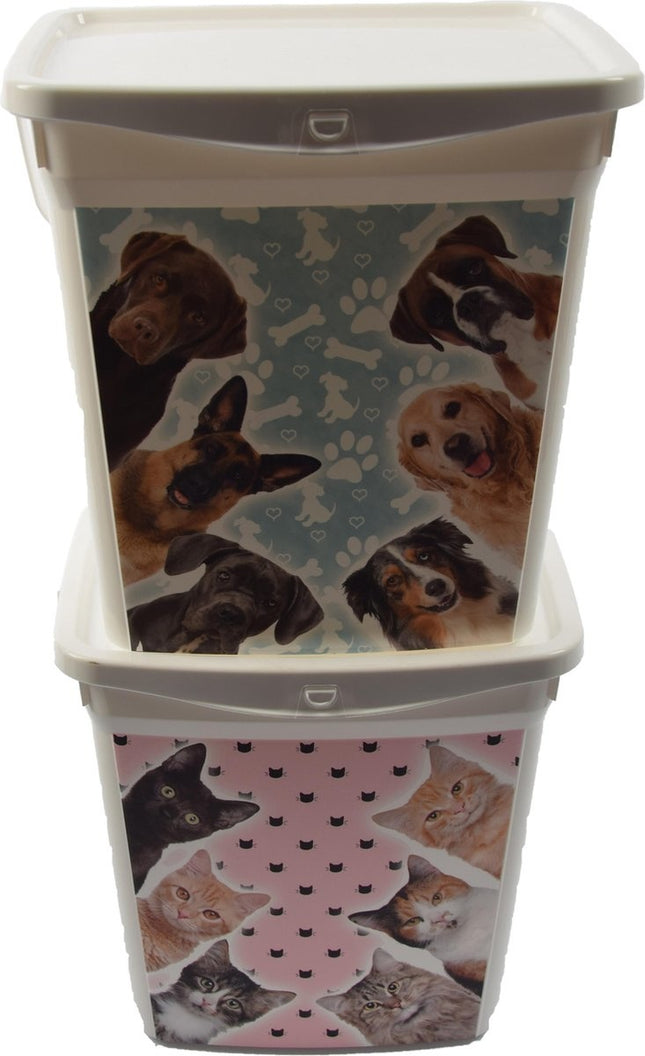Set van 2x Voeropslag | Voercontainer katten | Droogvoer | Kat/kitten | Dieren | Bewaarbox | voedselcontainer | 6liter 23x18x24,5cm 300g | dierenvoeding| Topper!