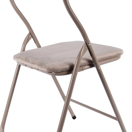 4x Klapstoel met zithoogte van 43 cm Vouwstoel velvet zitvlak en rug bekleed - stoel- tafelstoel - klapstoel - Velvet klapstoel - Luxe klapstoel - Met kussentjes - Stoelen - Klapstoelen - Stoeltje - Premium chair Camel - Groen - Donkerblauw - Beige