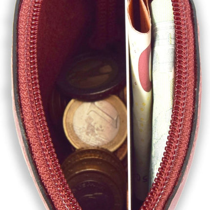 Portemonnee briefgeld muntgeld en creditcard - pasjes -Ritsportemonnee- vakantie portemonnee - Compact portemonnee - Nappa leer portemonnee - Kleine portemonnee - Portemonnee - Ronde portemonnees-4E-004