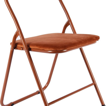 3x Klapstoel met zithoogte van 43 cml Vouwstoel velvet zitvlak en rug bekleed camel bruin