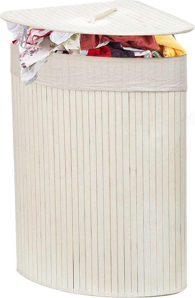 Bamboe 60L Wasmand Met Deksel - Incl. uitneembare waszak Bamboe Opbergmand/ Wasmand - 29 x 39 x 57 cm