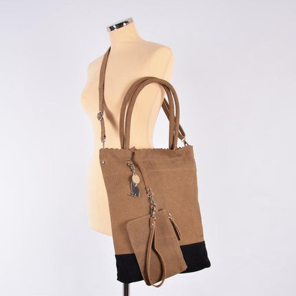 Shopper van 4East met kleine portemonnee, Leren Shopper Zichron 4East bruin