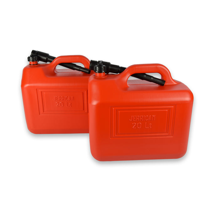 2x | Jerrykan | met trechter | Rood | Polyethylene | met afsluitbare kap | 20 liter | Benzinekan | Jerrycanhouder | 38cm*22cm37cm