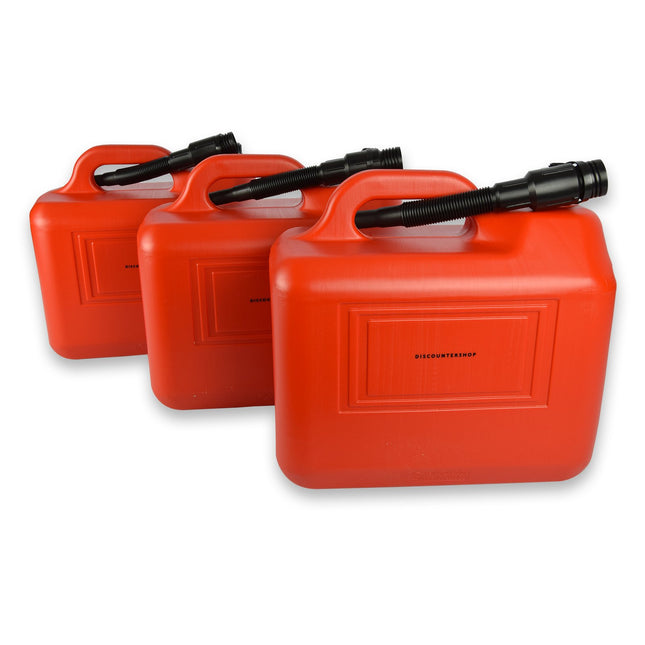 3x | Jerrykan | met trechter | Rood | Polyethylene | met afsluitbare kap | 20 liter | Benzinekan | Jerrycanhouder | 38cm*22cm37cm