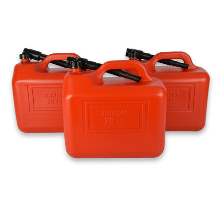 3x | Jerrykan | met trechter | Rood | Polyethylene | met afsluitbare kap | 20 liter | Benzinekan | Jerrycanhouder | 38cm*22cm37cm