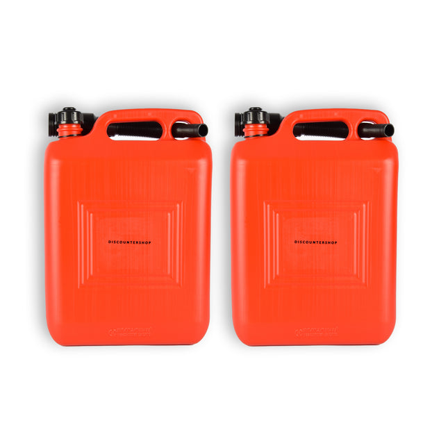 2x | Jerrykan | met trechter | Rood | Polyethylene | met afsluitbare kap | 10 liter | Met giettuit | Benzinekan | Jerrycanhouder | 37.5cm*14.5cm*26.5cm