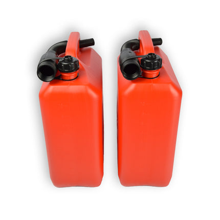 2x | Jerrykan | met trechter | Rood | Polyethylene | met afsluitbare kap | 10 liter | Met giettuit | Benzinekan | Jerrycanhouder | 37.5cm*14.5cm*26.5cm