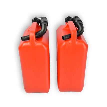 2x | Jerrykan | met trechter | Rood | Polyethylene | met afsluitbare kap | 10 liter | Met giettuit | Benzinekan | Jerrycanhouder | 37.5cm*14.5cm*26.5cm