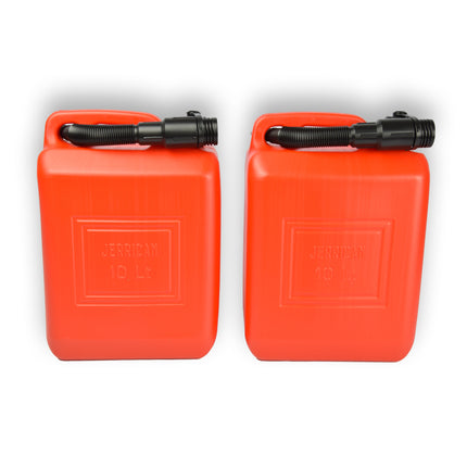 2x | Jerrykan | met trechter | Rood | Polyethylene | met afsluitbare kap | 10 liter | Met giettuit | Benzinekan | Jerrycanhouder | 37.5cm*14.5cm*26.5cm