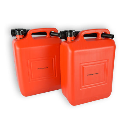 2x | Jerrykan | met trechter | Rood | Polyethylene | met afsluitbare kap | 10 liter | Met giettuit | Benzinekan | Jerrycanhouder | 37.5cm*14.5cm*26.5cm