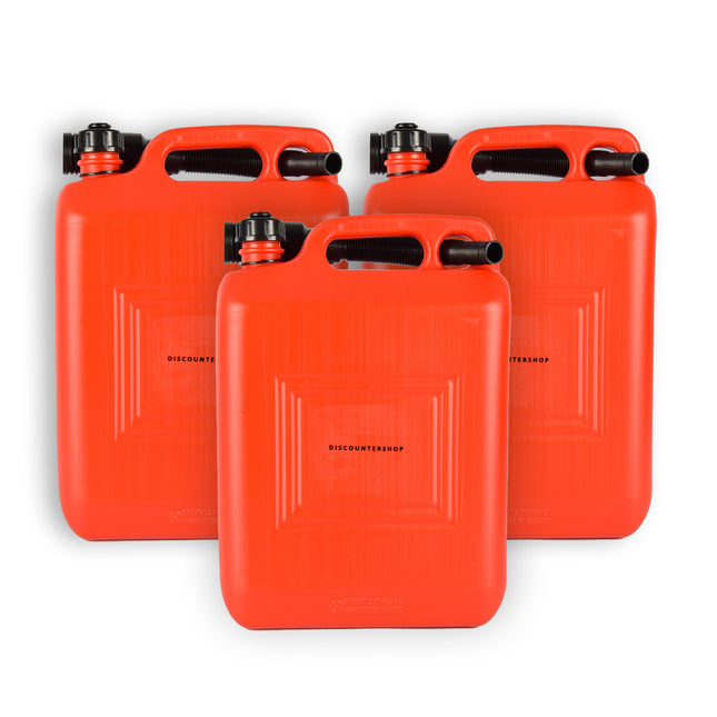 3x | Jerrykan | met trechter | Rood | Polyethylene | met afsluitbare kap | 10 liter | Met giettuit | Benzinekan | Jerrycanhouder | 37.5cm*14.5cm*26.5cm