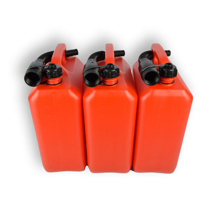 3x | Jerrykan | met trechter | Rood | Polyethylene | met afsluitbare kap | 10 liter | Met giettuit | Benzinekan | Jerrycanhouder | 37.5cm*14.5cm*26.5cm