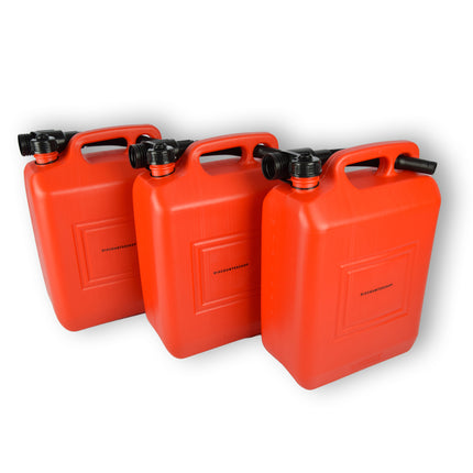 3x | Jerrykan | met trechter | Rood | Polyethylene | met afsluitbare kap | 10 liter | Met giettuit | Benzinekan | Jerrycanhouder | 37.5cm*14.5cm*26.5cm