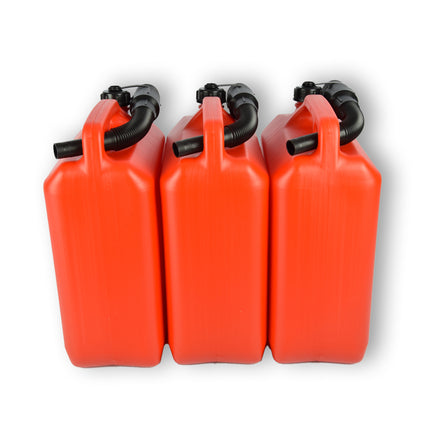 3x | Jerrykan | met trechter | Rood | Polyethylene | met afsluitbare kap | 10 liter | Met giettuit | Benzinekan | Jerrycanhouder | 37.5cm*14.5cm*26.5cm