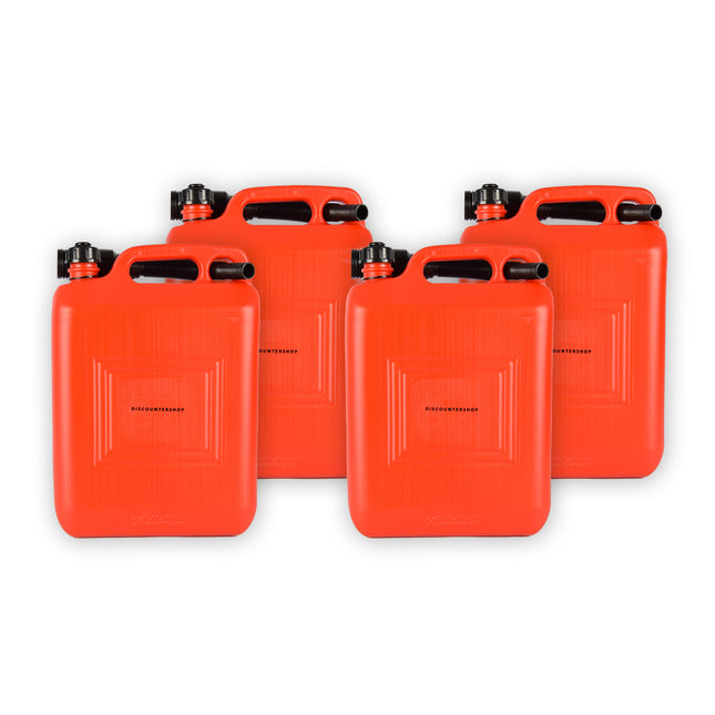 4x | Jerrykan | met trechter | Rood | Polyethylene | met afsluitbare kap | 10 liter | Met giettuit | Benzinekan | Jerrycanhouder | 37.5cm*14.5cm*26.5cm