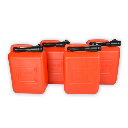 4x | Jerrykan | met trechter | Rood | Polyethylene | met afsluitbare kap | 10 liter | Met giettuit | Benzinekan | Jerrycanhouder | 37.5cm*14.5cm*26.5cm
