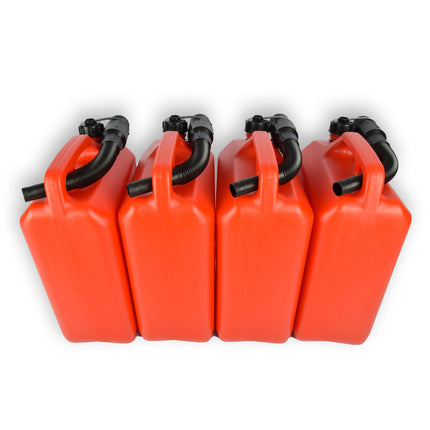 4x | Jerrykan | met trechter | Rood | Polyethylene | met afsluitbare kap | 10 liter | Met giettuit | Benzinekan | Jerrycanhouder | 37.5cm*14.5cm*26.5cm