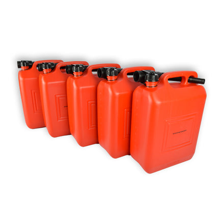 5x | Jerrykan | met trechter | Rood | Polyethylene | met afsluitbare kap | 10 liter | Met giettuit | Benzinekan | Jerrycanhouder | 37.5cm*14.5cm*26.5cm