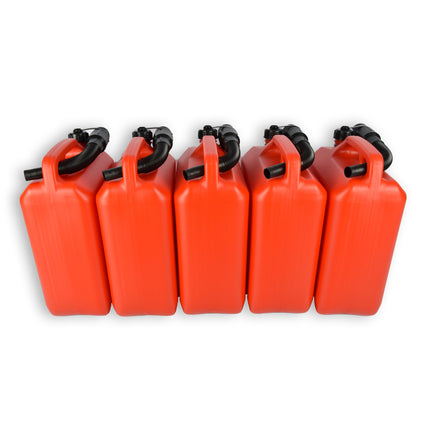 5x | Jerrykan | met trechter | Rood | Polyethylene | met afsluitbare kap | 10 liter | Met giettuit | Benzinekan | Jerrycanhouder | 37.5cm*14.5cm*26.5cm