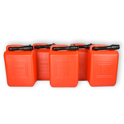5x | Jerrykan | met trechter | Rood | Polyethylene | met afsluitbare kap | 10 liter | Met giettuit | Benzinekan | Jerrycanhouder | 37.5cm*14.5cm*26.5cm