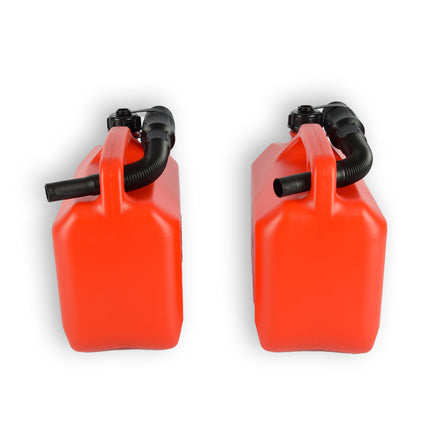 Kunststof Brandstof Jerrycan - 5 Liter elk - Rood - Polyethylene Benzinekan - met Schenktuit en Kraan - Voor Gasoline, Diesel, Petrol & Meer 