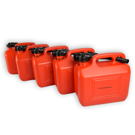 5x Jerrycan Goedkoop - 5 Liter elk met Afsluitbare Kap & Schenktuit - Kunststof Brandstof Jerrycan voor Benzine, Gasoline & Meer