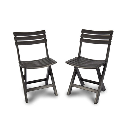 2x | Klapstoel | Opvouwbare stoel | Campingstoel | Tuinstoel | Zwart | Kunststof | Duurzaam | Comfortabel | Voor binnen en buiten | 44cm x 41cm x 78cm | Waterbestendig