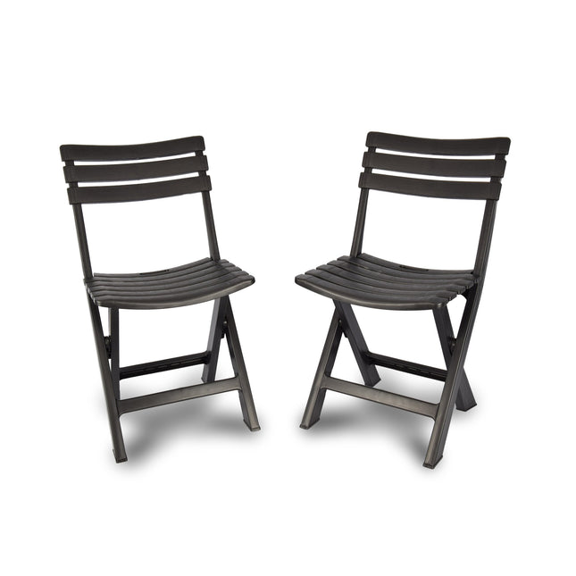 2x | Klapstoel | Opvouwbare stoel | Campingstoel | Tuinstoel | Zwart | Kunststof | Duurzaam | Comfortabel | Voor binnen en buiten | 44cm x 41cm x 78cm | Waterbestendig