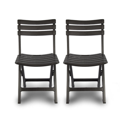 2x | Klapstoel | Opvouwbare stoel | Campingstoel | Tuinstoel | Zwart | Kunststof | Duurzaam | Comfortabel | Voor binnen en buiten | 44cm x 41cm x 78cm | Waterbestendig