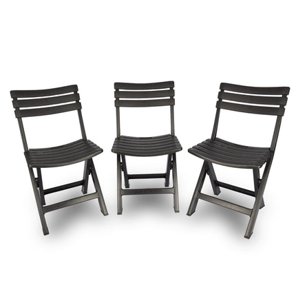 3x | Klapstoel | Opvouwbare stoel | Campingstoel | Tuinstoel | Zwart | Kunststof | Duurzaam | Comfortabel | Voor binnen en buiten | 44cm x 41cm x 78cm | Waterbestendig