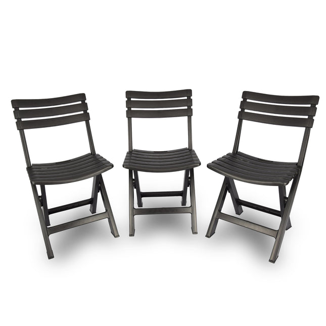3x | Klapstoel | Opvouwbare stoel | Campingstoel | Tuinstoel | Zwart | Kunststof | Duurzaam | Comfortabel | Voor binnen en buiten | 44cm x 41cm x 78cm | Waterbestendig