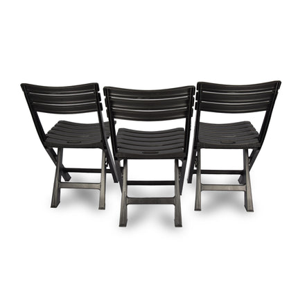3x | Klapstoel | Opvouwbare stoel | Campingstoel | Tuinstoel | Zwart | Kunststof | Duurzaam | Comfortabel | Voor binnen en buiten | 44cm x 41cm x 78cm | Waterbestendig