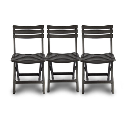 3x | Klapstoel | Opvouwbare stoel | Campingstoel | Tuinstoel | Zwart | Kunststof | Duurzaam | Comfortabel | Voor binnen en buiten | 44cm x 41cm x 78cm | Waterbestendig