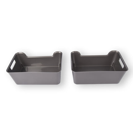 2x Stijlvolle Grijze Opbergmanden van Plastic | Compact en Lichtgewicht | 1 Liter Inhoud | 17,5cm x 27cm x 11cm