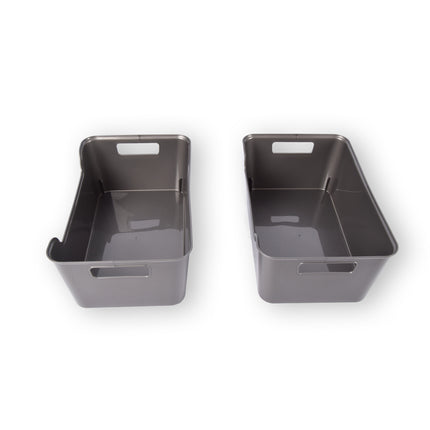 2x Stijlvolle Grijze Opbergmanden van Plastic | Compact en Lichtgewicht | 1 Liter Inhoud | 17,5cm x 27cm x 11cm
