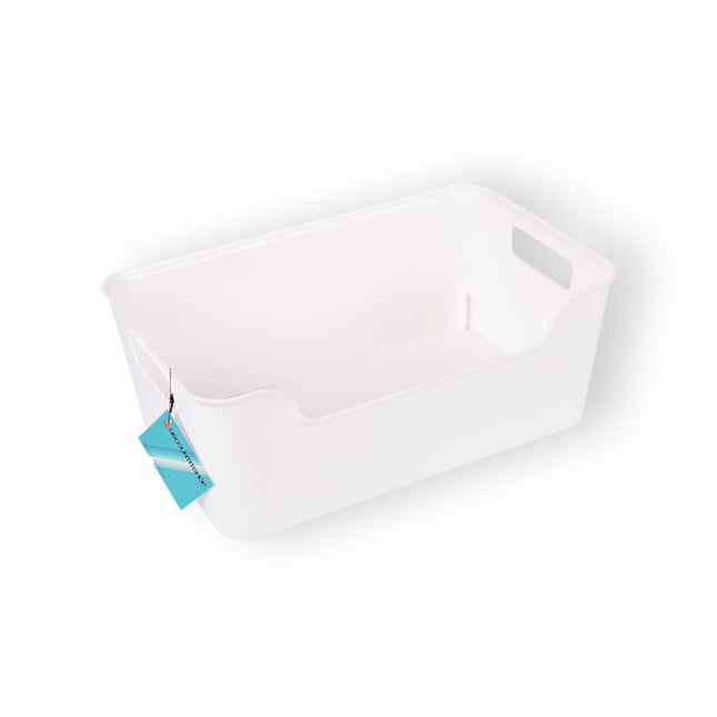 1x Compacte Stijlvolle Opbergmand van Wit Plastic | Lichtgewicht | 1 Liter Capaciteit | 17,5cm x 27cm x 11cm