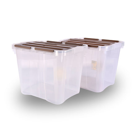 Opbergbox | Set van 2 | 30cm*28cm*37.5cm | Stapelbare opbergbox | 24 Liter | Waterdicht | Ideaal voor Huishouden