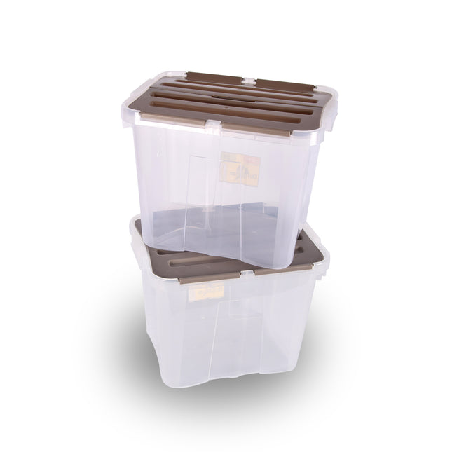 Opbergbox | Set van 2 | 30cm*28cm*37.5cm | Stapelbare opbergbox | 24 Liter | Waterdicht | Ideaal voor Huishouden