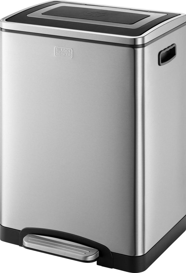 BLACK+DECKER pedaalemmer Prullenbak - Afvalbak voor badkamer 5Liter gemaakt met RVS en soft close - losse binnenemmer