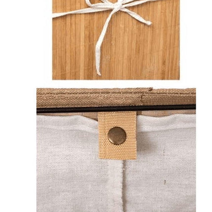 Wasmand bamboe | Linnen | Opvouwbaar | Opbergmand | Laundry basket | Mand voor wasgoed | Met deskel | Met handvaten | Inclusief waszak | Natuurlijk hout | 60L | 40x30x50cm