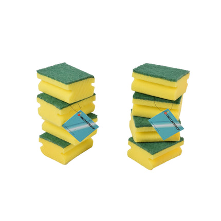 Nieuwe Gekleurde Schuurlapjes Set - Groen & Geel | Polyester - 2 Sets (8 stuks) - 9cmx7cmx4.5cm