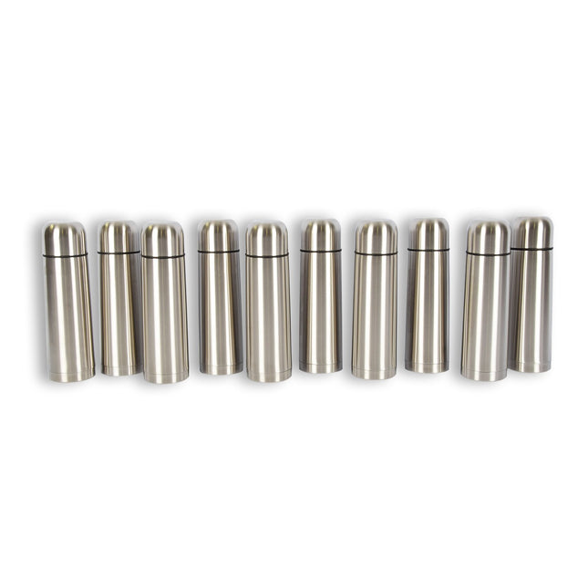 10x | Thermosfles | Isoleerfles | zilver | Thermoskan | 750ml | RVS thermosfles | Isolatiekan | Drinkfles | 8cm*28.5cm
