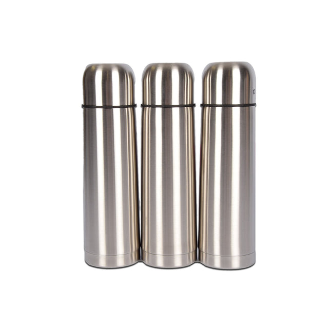 3-Delige RVS Thermosfles Set 1 Liter | Dubbelwandig, BPA-Vrij, Met Drinkbeker | Ideaal voor Reizen, Koffie, Soep, Thee en Dagelijks Gebruik