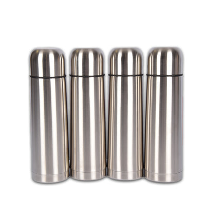 4-Delige RVS Thermosflessen Set (1 Liter) - Blijf Uren Warm of Koud - Perfect voor Buitenactiviteiten - Afmetingen: 32,50 cm x 8 cm