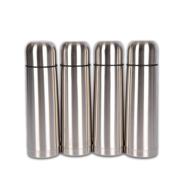 4-Delige RVS Thermosflessen Set (1 Liter) - Blijf Uren Warm of Koud - Perfect voor Buitenactiviteiten - Afmetingen: 32,50 cm x 8 cm